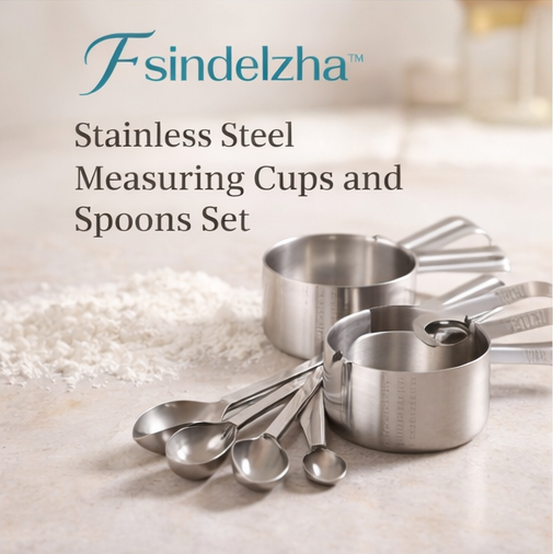 Fsindelzha™ Stainless Steel Measuring Cups and Spoons Set