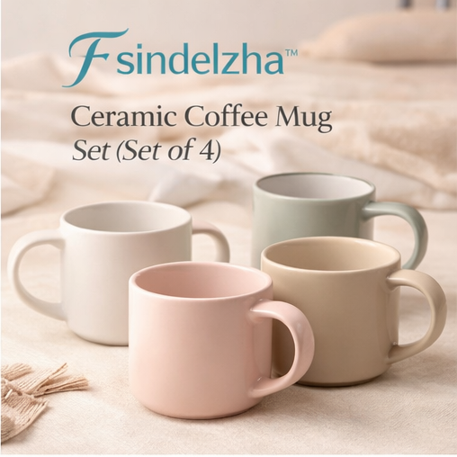 Fsindelzha™ Ceramic Coffee Mug Set (Set of 4)