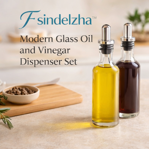 Fsindelzha™ Modern Glass Oil and Vinegar Dispenser Set