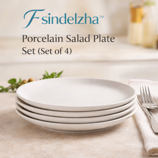 Fsindelzha™ Porcelain Salad Plate Set (Set of 4)